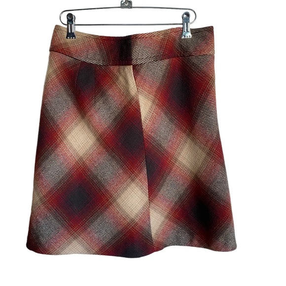 LOFT Dresses & Skirts - Loft Skirts | Loft Plaid Red Rust & Tan Skirt | Color: Red/Tan